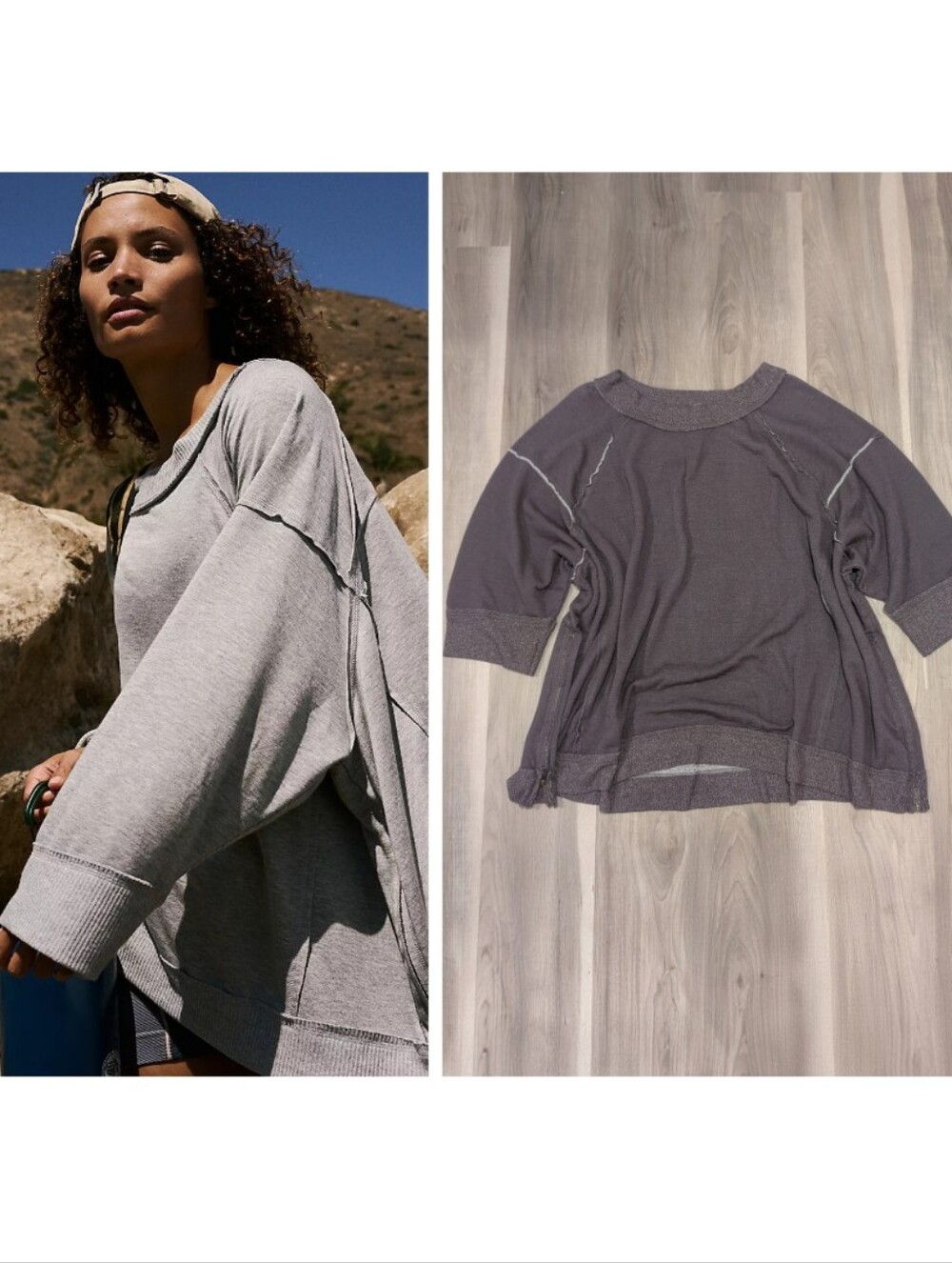 Free People Movement | Sun Seeker Oversized Sweatshirt In Washed Charcoal Grey